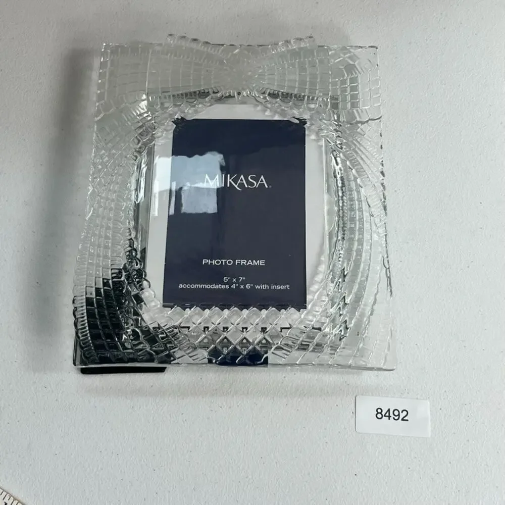 Mikasa Photo Frame Crystal Draped Bow Frame Home Décor 5x7